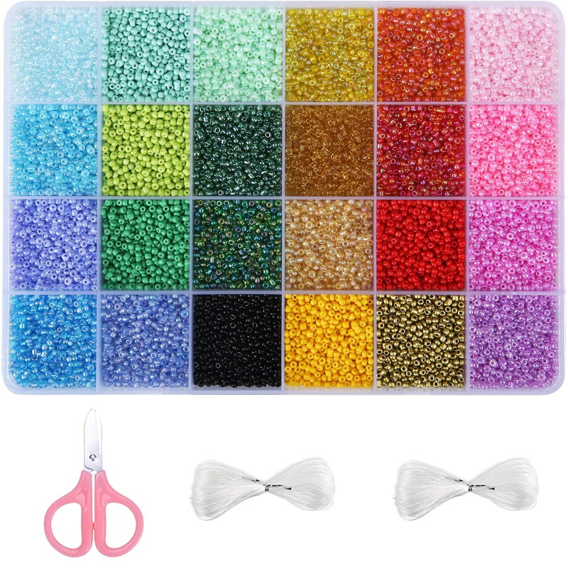 GREENTIME 22800pcs Glass Seed Beads for Bracelets Making Kit, Small Craft Beads 11/0 Waist Beads for DIY Bracelet Necklaces Craft Making Supplies (24 Colors) - Image 1